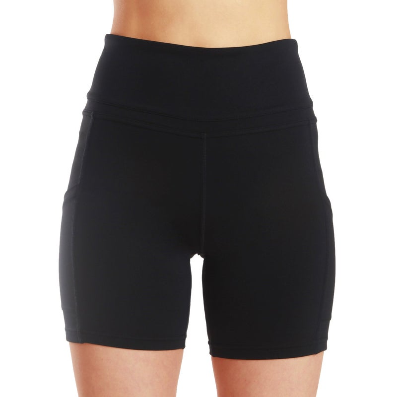 ChinFun Yoga Shorts for Women High Waist Tummy Control 4 Way Stretch Workout Running Shorts Side Pockets Black Size M - Image 2
